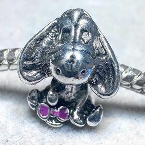 Silver Tone Eeyore Charm with Pink Bow Accent‎ fits PANDORA